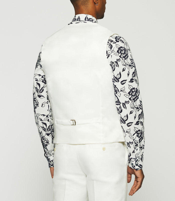 Izac Gilet De Costume En Lin Blanc