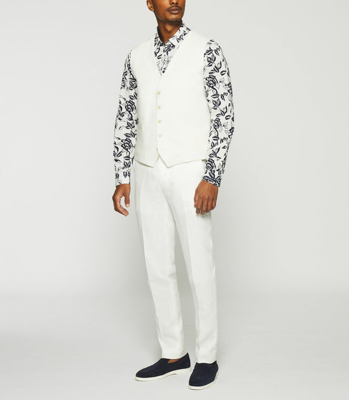 izac Gilet de costume en lin blanc