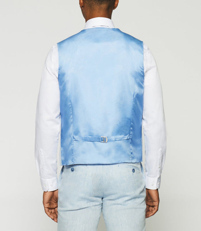 Izac Gilet De Costume En Lin Bleu Ciel JCELESTE