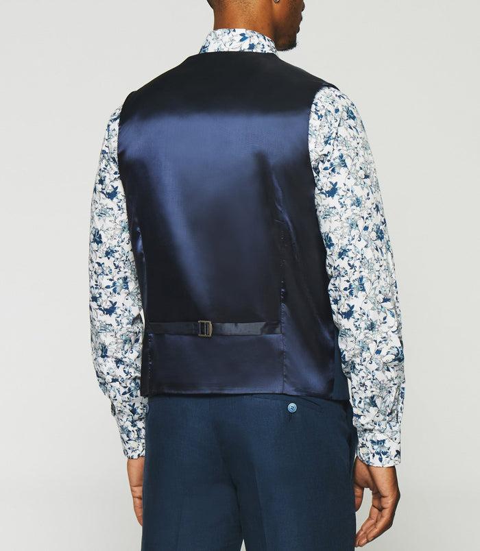 Izac Gilet De Costume En Lin Marine JCELESTE