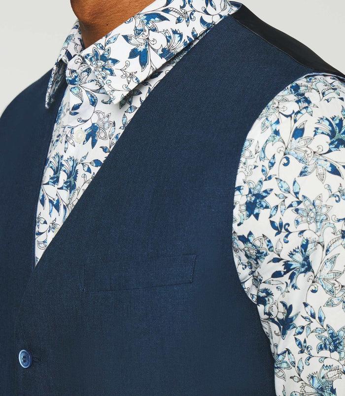 Izac Gilet De Costume En Lin Marine JCELESTE