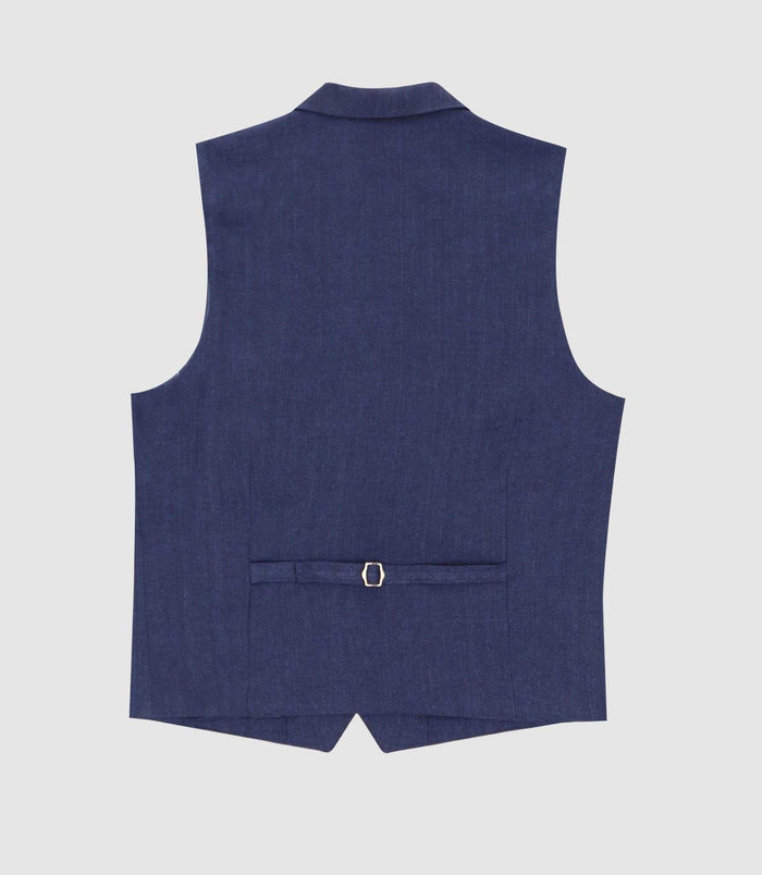 Izac Gilet De Costume En Lin Marine JCHANCE