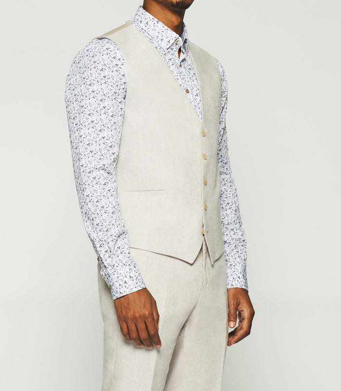 izac Gilet de costume en lin parme JCELESTE