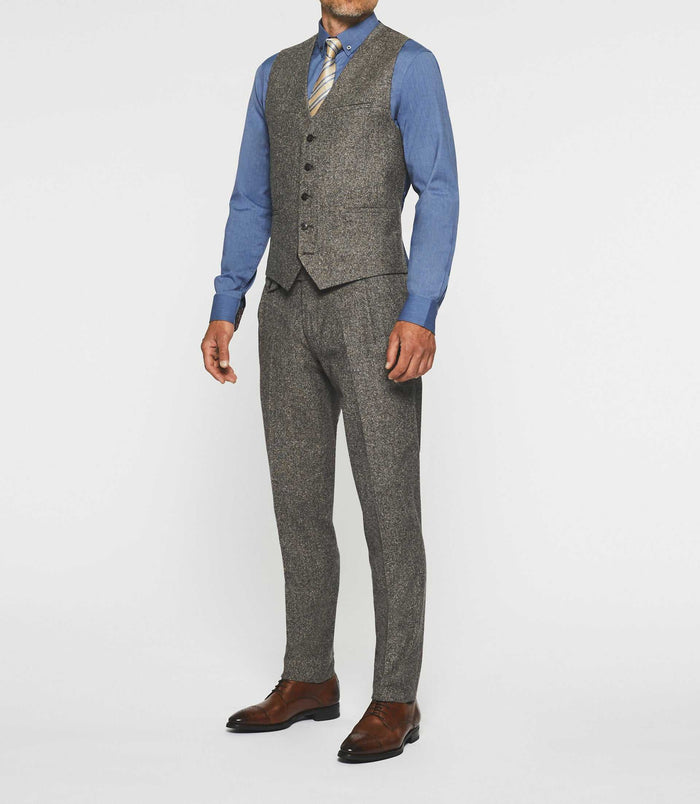 izac Gilet de costume en tweed marron XSABLE