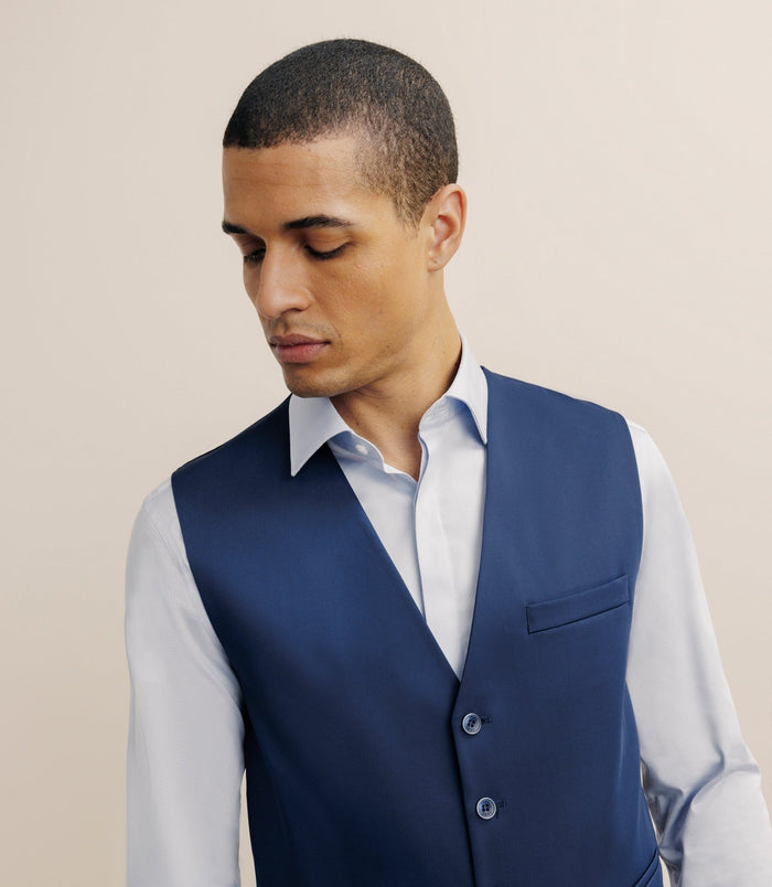 Izac Gilet De Costume Tissu Technique Bleu