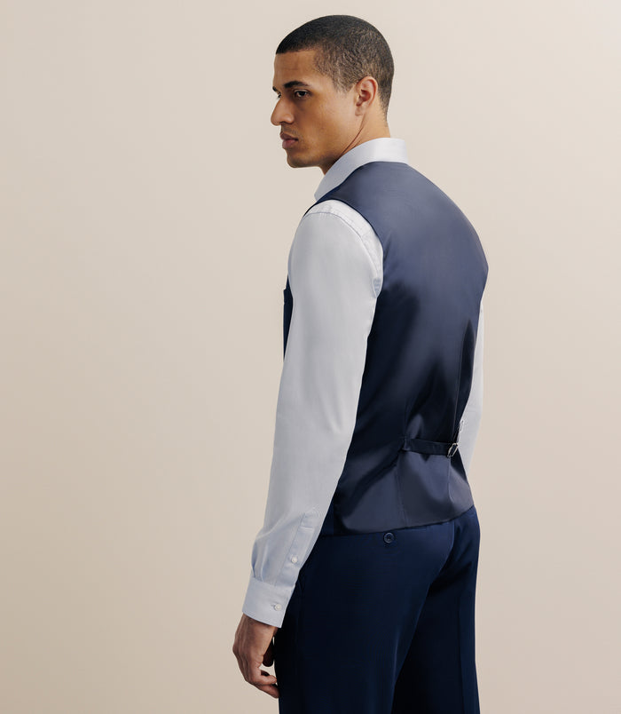 Izac Gilet De Costume Tissu Technique Bleu