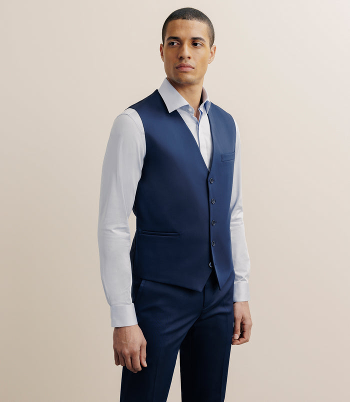 izac Gilet de costume tissu technique bleu