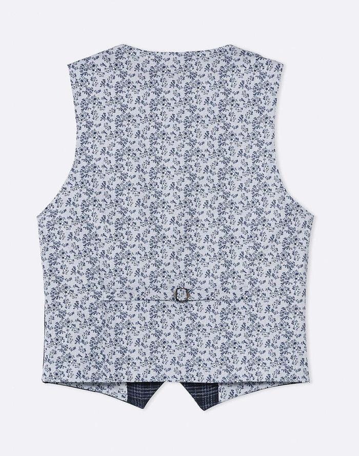 Izac Gilet Droit Carreaux Bleu Marine