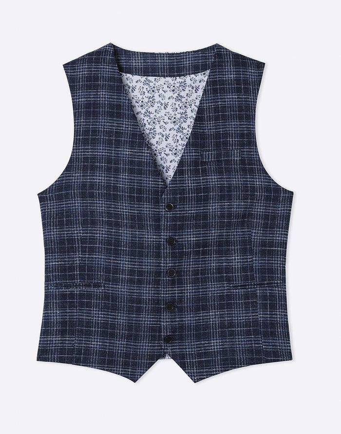 Izac Gilet Droit Carreaux Bleu Marine