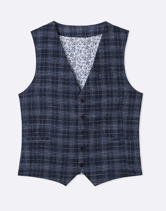 izac Gilet droit carreaux bleu marine