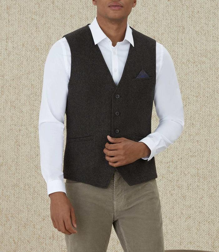 izac Gilet en tweed chocolat "Qualargo"
