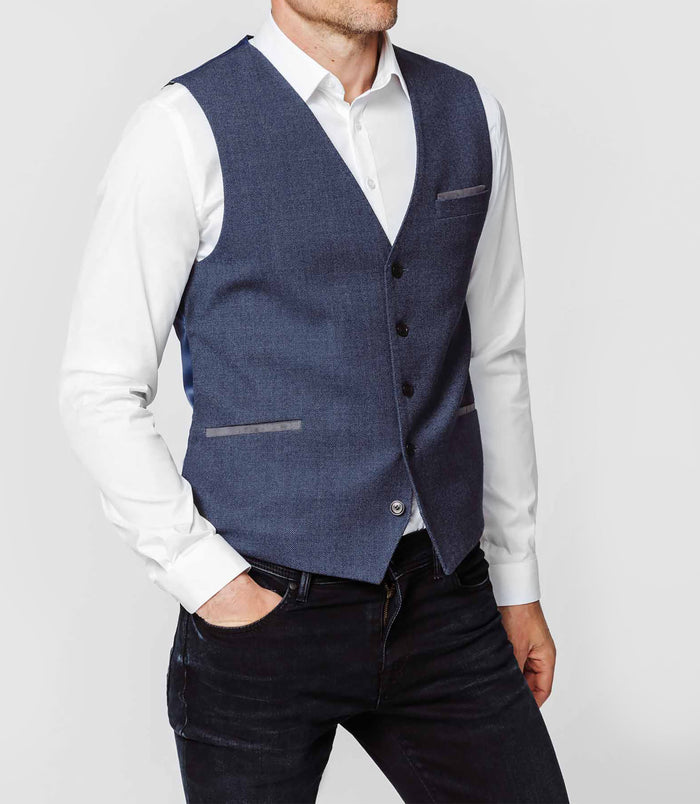 izac Gilet micro-motif bleu