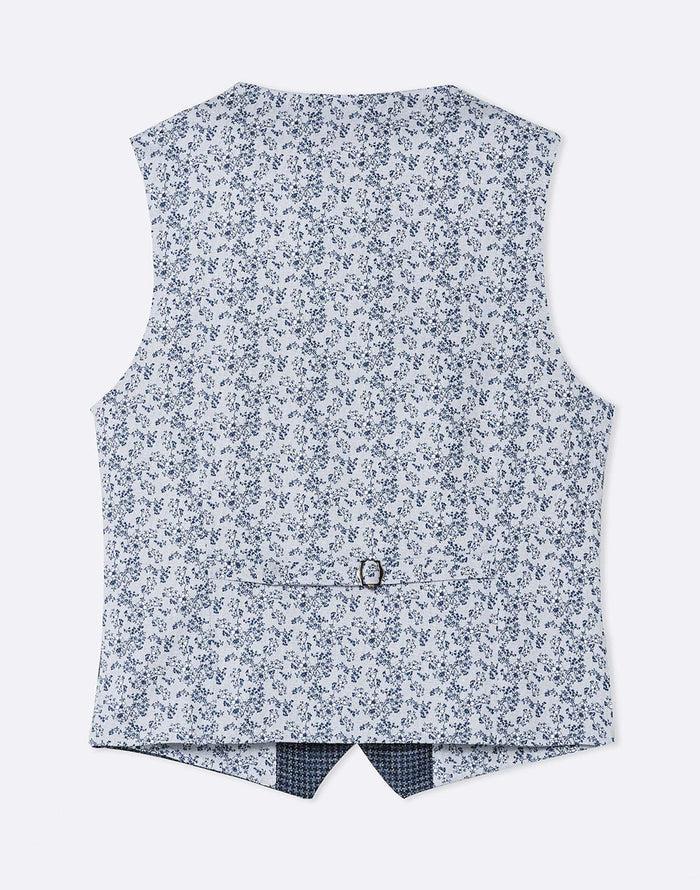 Izac Gilet Motif Pied De Poule Bleu