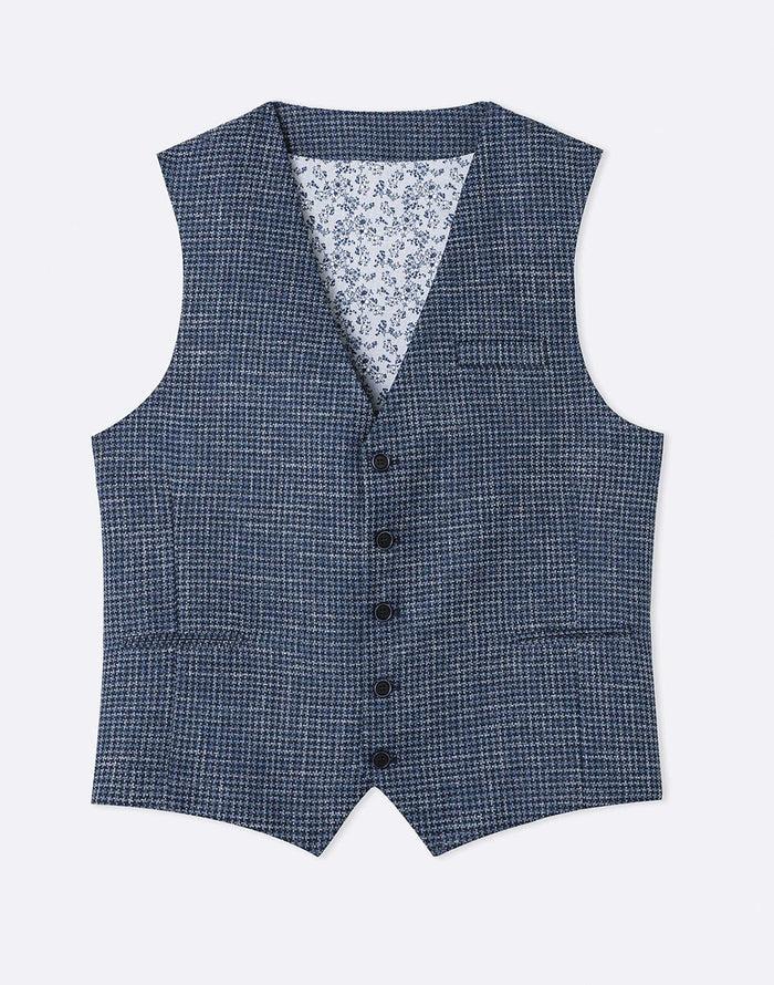 izac Gilet motif pied de poule bleu