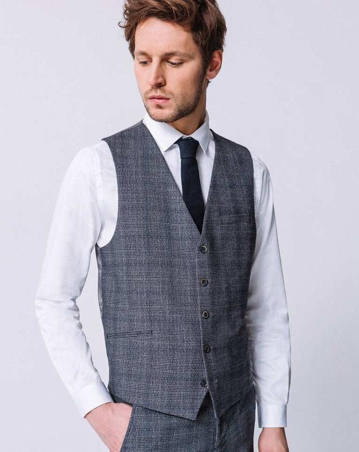 Izac GILET PRINCE DE GALLES BLEU