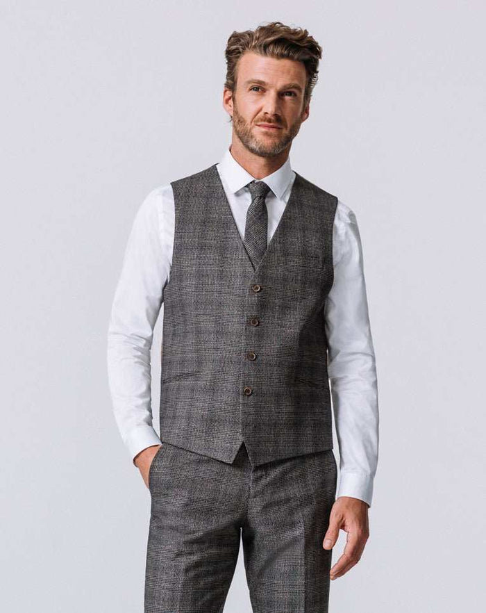 Izac GILET PRINCE DE GALLES CHOCO