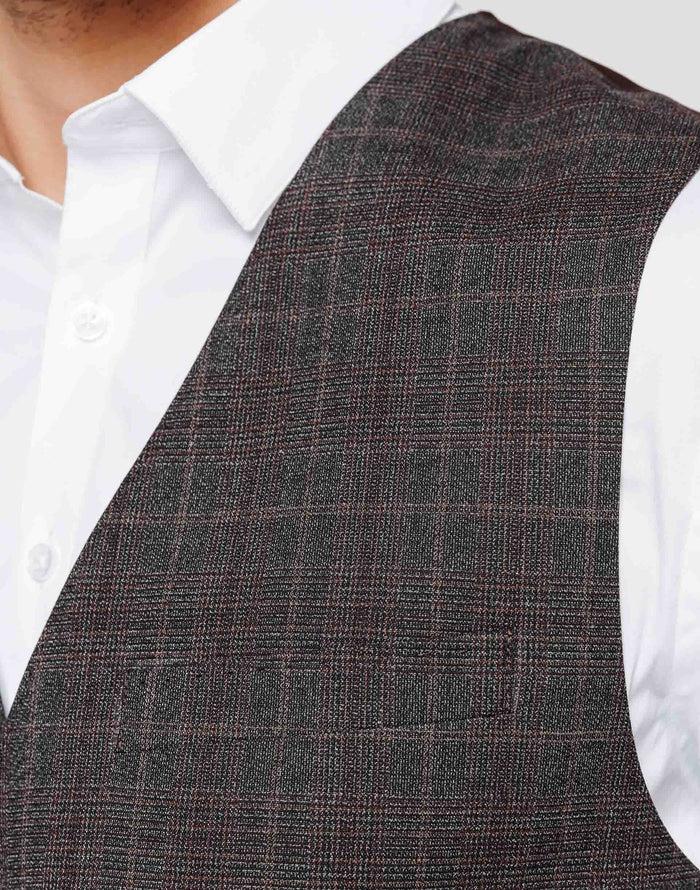 izac Gilet Prince de Galles marron