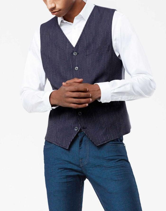 Izac Gilet Rayé Bleu Marine