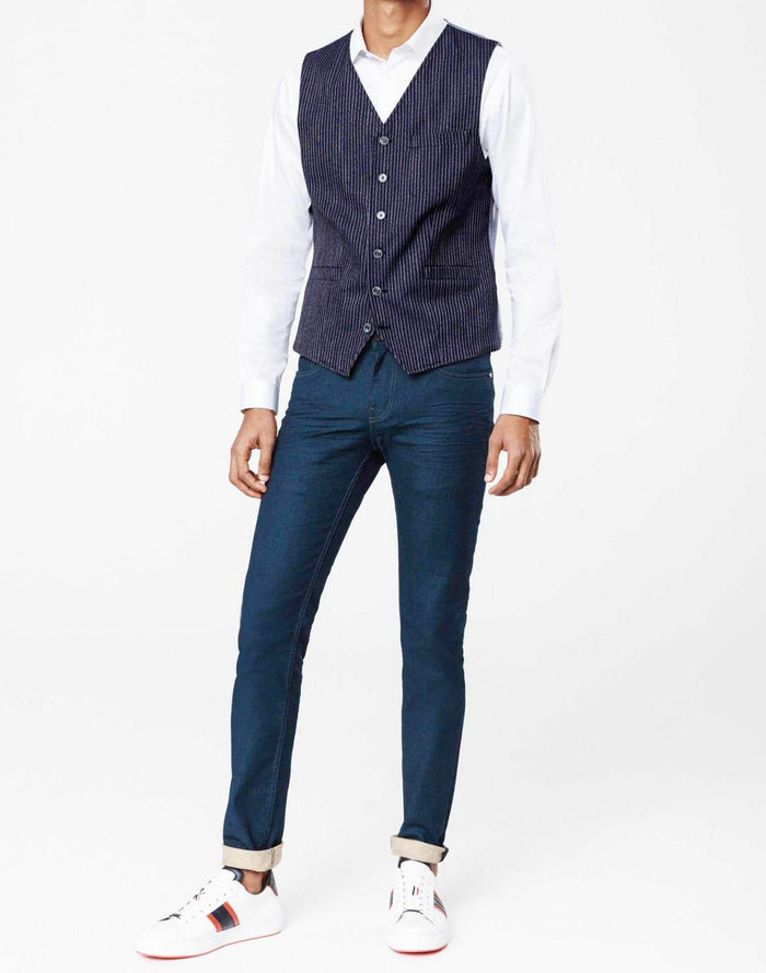 izac Gilet rayé bleu marine