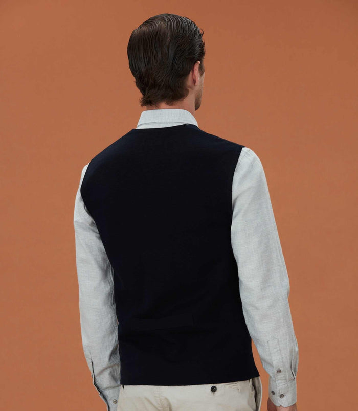 Izac Gilet Sans Manche Boutonné Marine "Larsen"