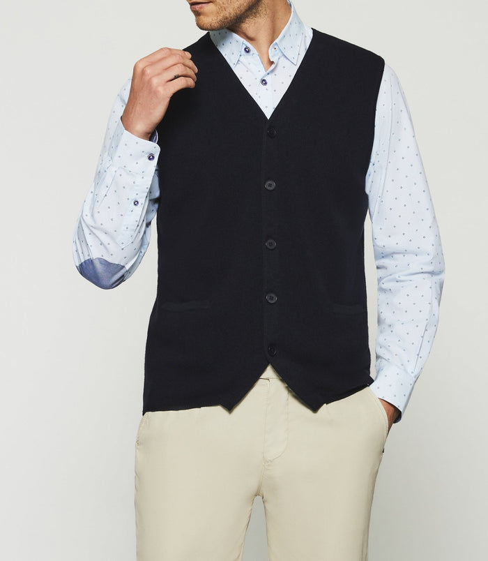 Izac Gilet Sans Manches En Maille Marine DIVIN