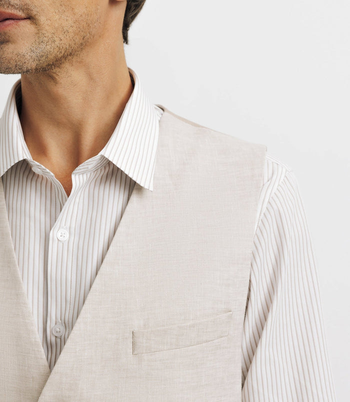 Izac Gilet Ville 100% Lin Beige