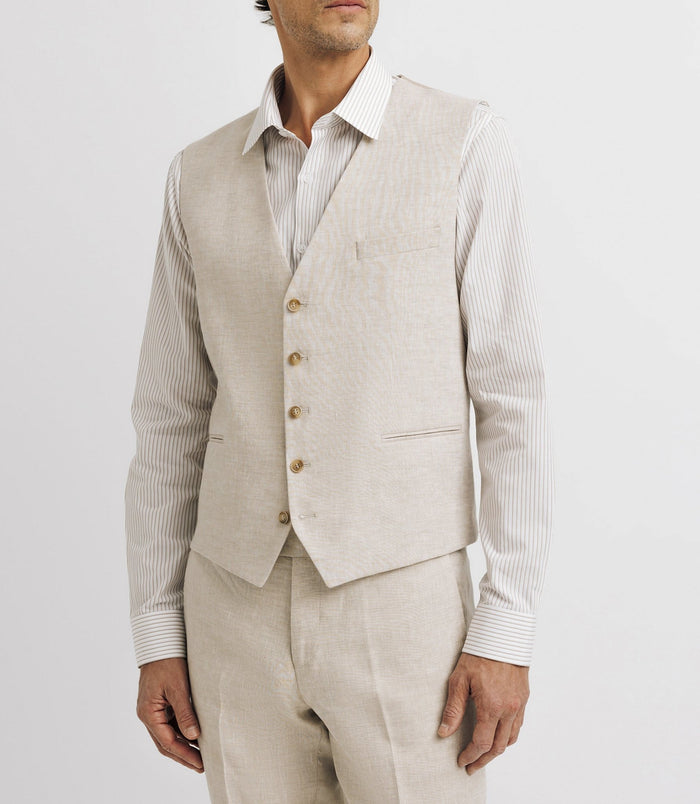 izac Gilet ville 100% lin beige