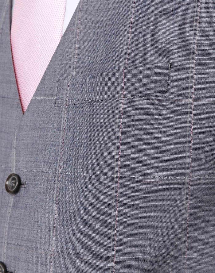 Izac Gilet Ville Carreaux-fenêtre Gris