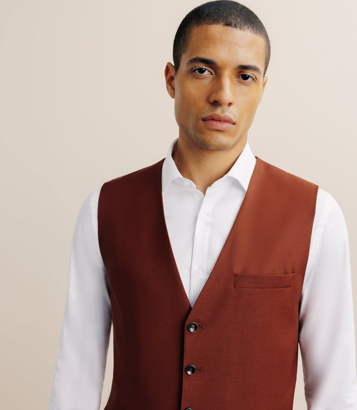 Izac Gilet Ville En Laine Majoritaire Terracotta