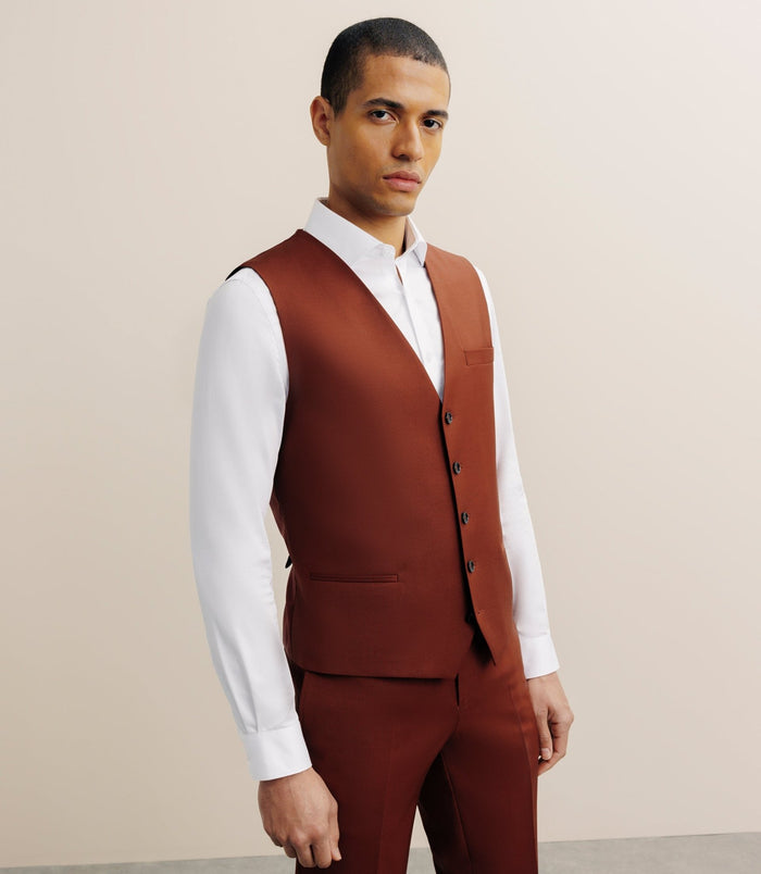 izac Gilet ville en laine majoritaire terracotta