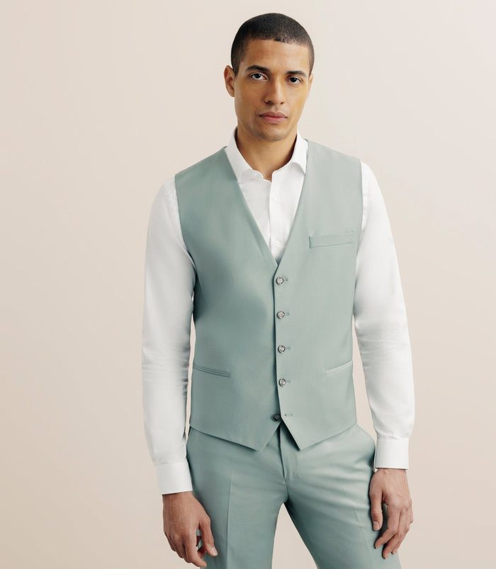 izac Gilet ville en laine majoritaire vert clair