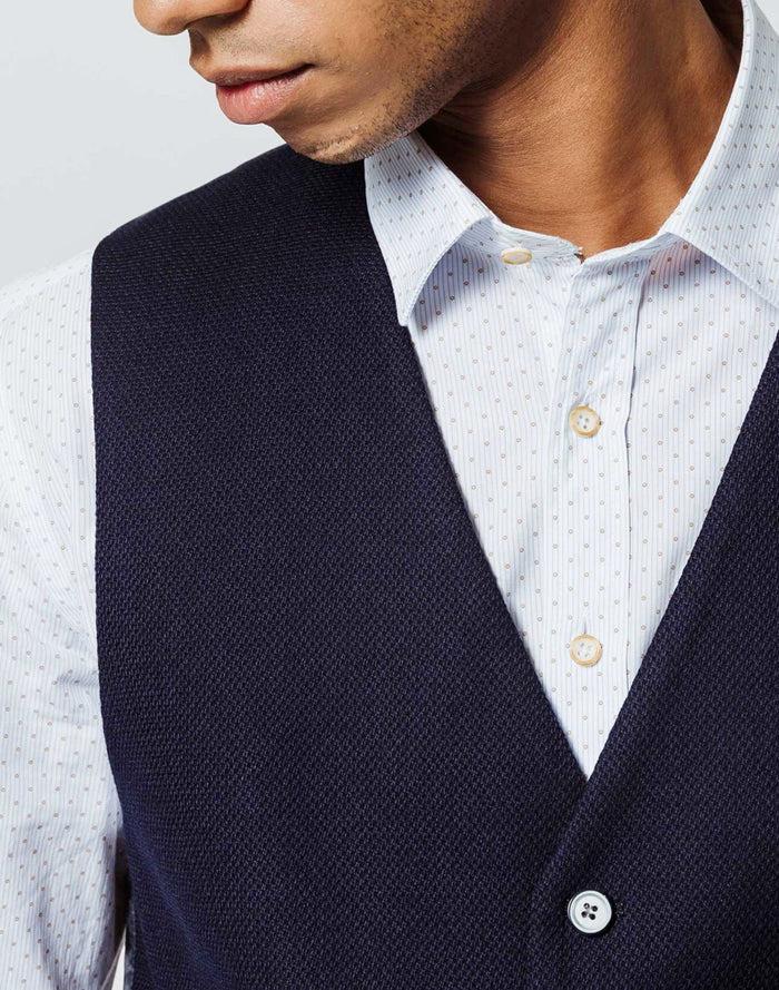 Izac Gilet Ville Navy Maille Bleu