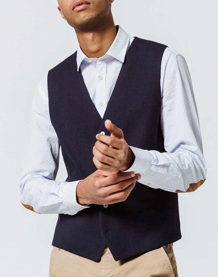 izac Gilet Ville Navy Maille bleu