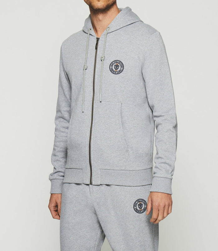 Izac Gilet Zippé à Capuche Gris Chiné SWDOGAN