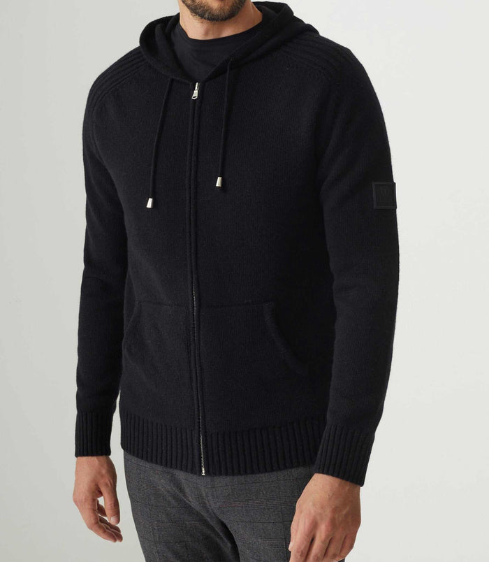 Izac Gilet Zippé à Capuche Noir "Sergei"
