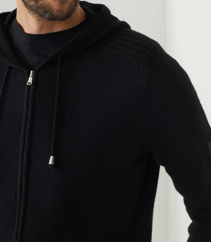 Izac Gilet Zippé à Capuche Noir "Sergei"