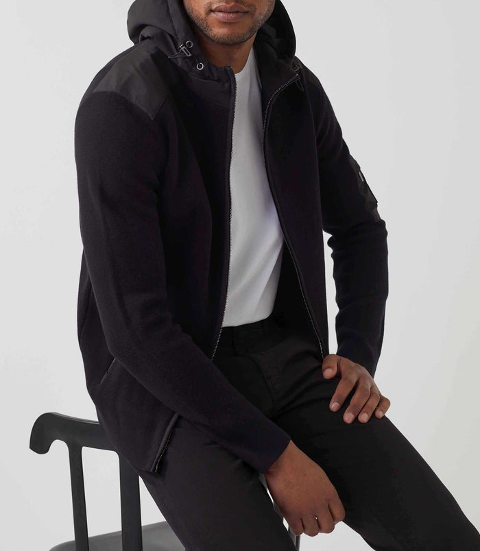 Izac Gilet Zippé à Capuche Noir "SWsabri"