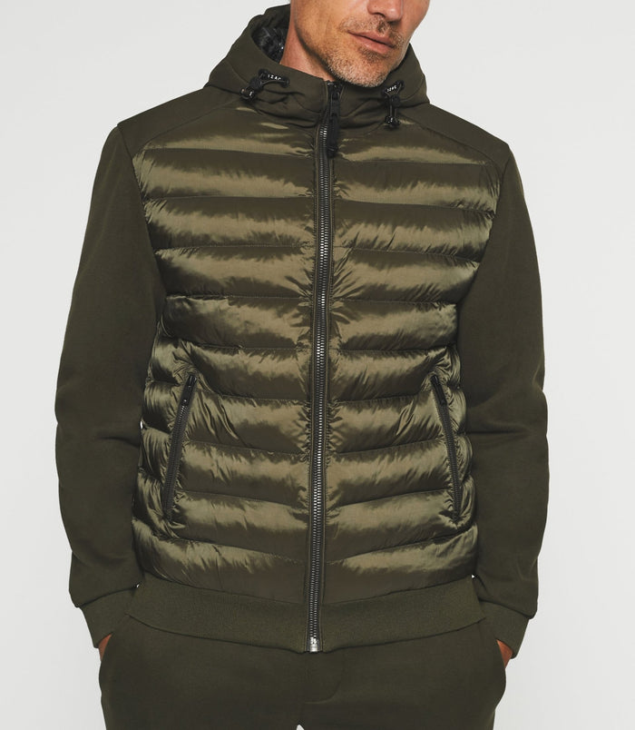 Izac Gilet Zippé à Capuche Uni Kaki SWBENT