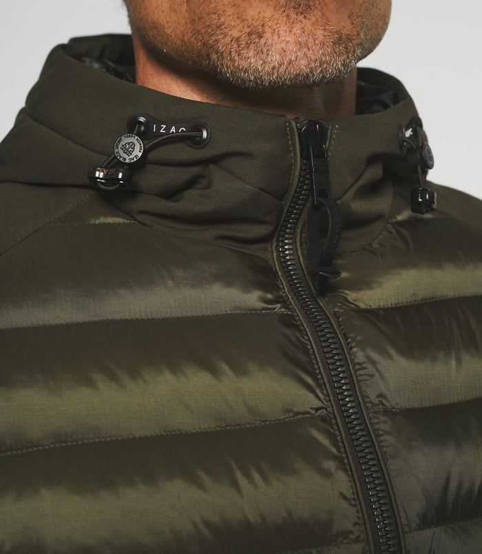 Izac Gilet Zippé à Capuche Uni Kaki SWBENT