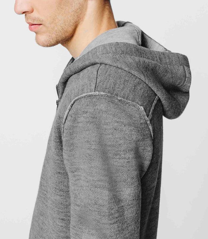 Izac Gilet Zippé Capuche Gris