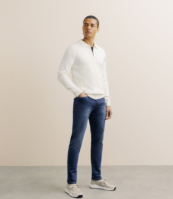 Izac Gilet Zippé Col Chemise écru