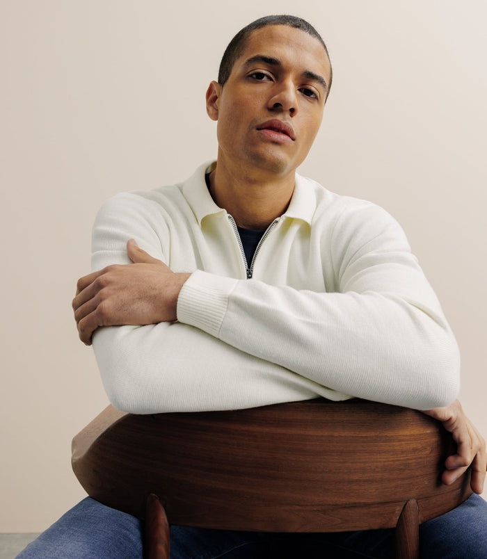 izac Gilet zippé col chemise écru