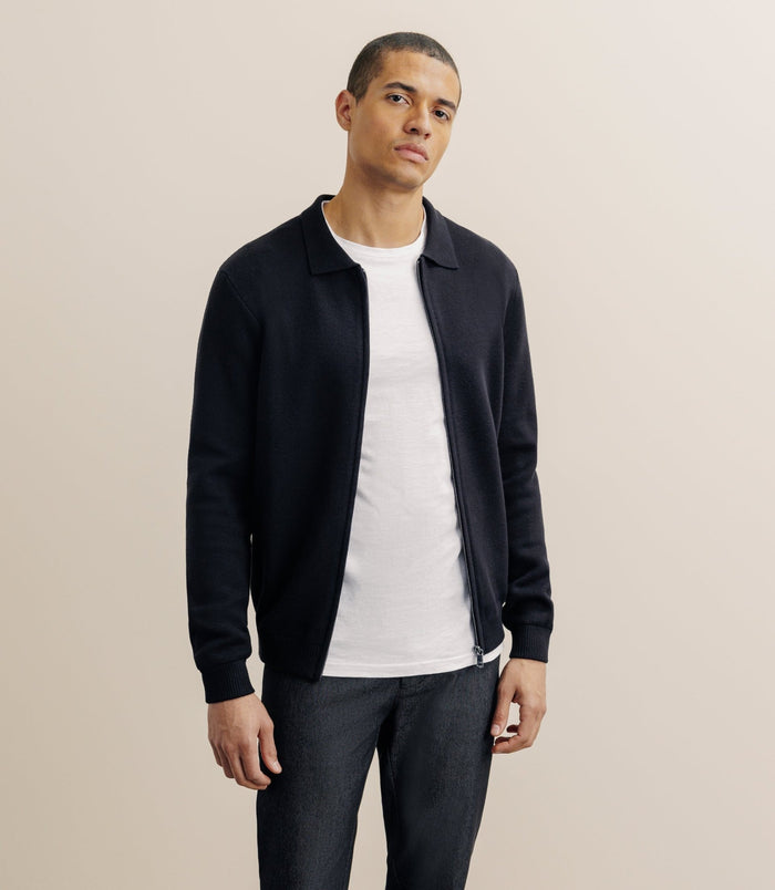 izac Gilet zippé col chemise noir