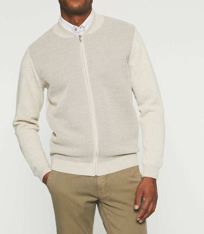 Izac Gilet Zippé Col Teddy Beige BAO