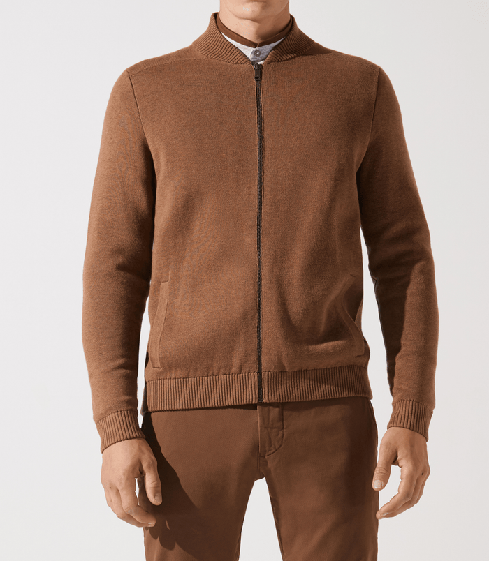 Izac Gilet Zippé Col Teddy Camel