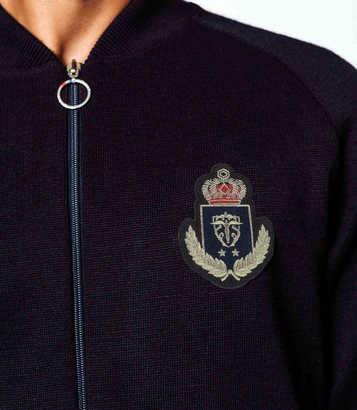 Izac Gilet Zippé Col Teddy Et Blason
