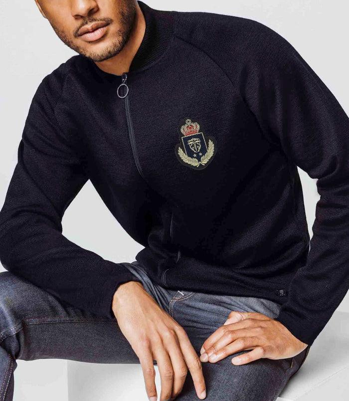 izac Gilet zippé col teddy et blason