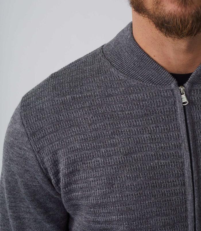 Izac Gilet Zippé Col Teddy Gris "Sesto"