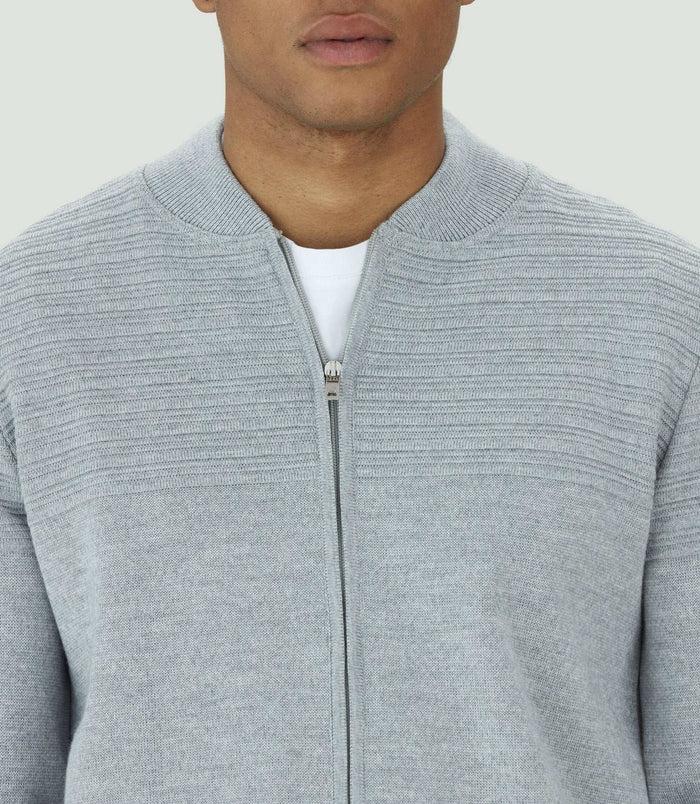 Izac Gilet Zippé Col Teddy Laine Gris "Lawson"