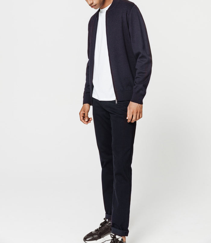 Izac Gilet Zippé Col Teddy Marine